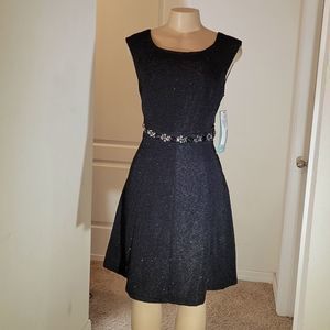 Scarlett Black Midi Dress with Embellished Belt